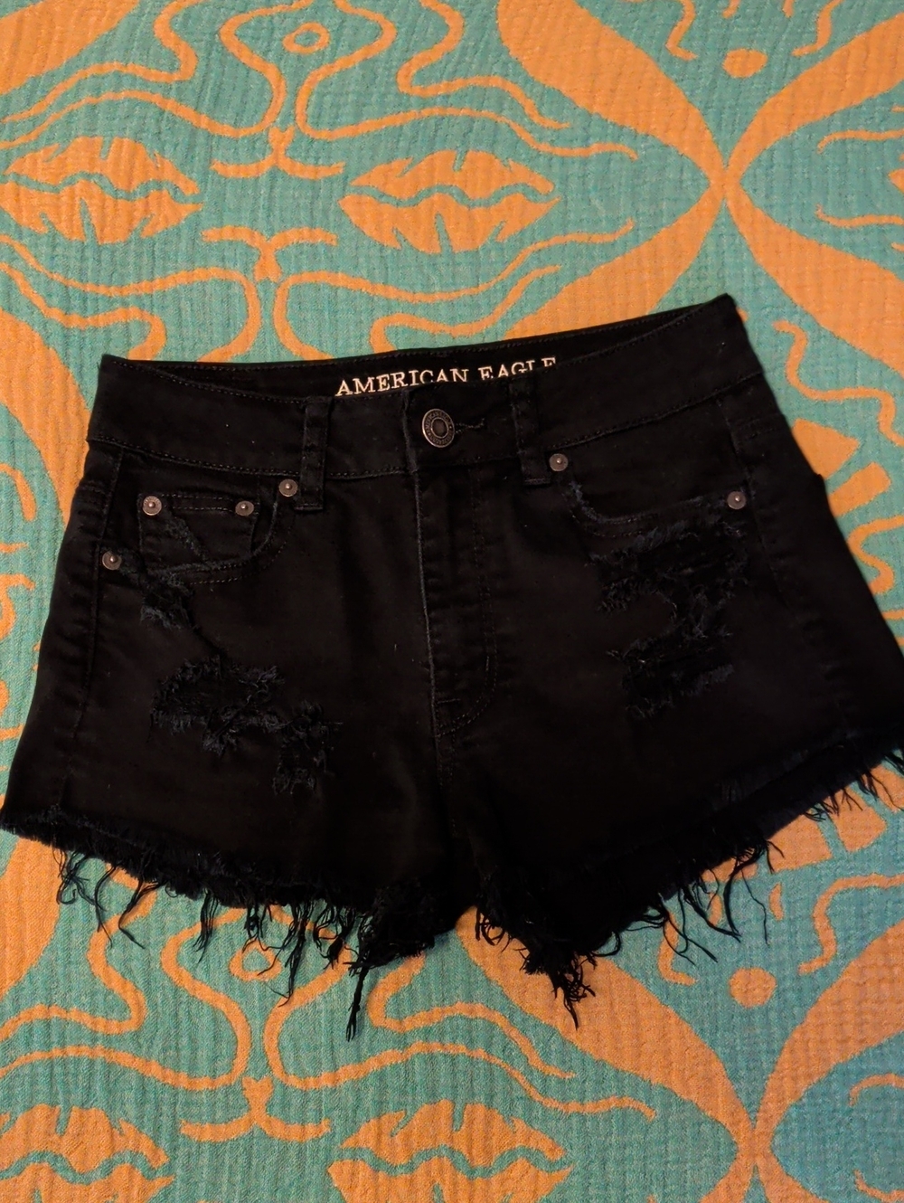 American Eagle Outfitters Black Distressed High-Rise Jean Shorts NWOT
